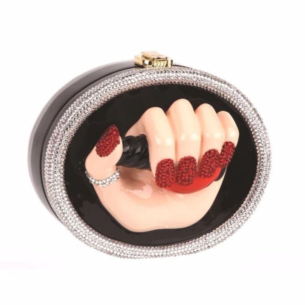 Chic Nails II Acacia Wood Clutch Bag with Swarovski Crystals